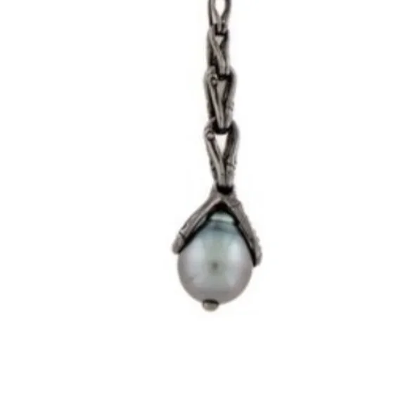 JOHN HARDY PEARL & DIAMOND STERLING SILVER 925 BAMBOO LAVALIER NECKLACE - Picture 5 of 11